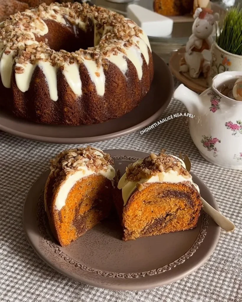 Gâteau Bundt aux Carottes fait maison avec des ingrédients frais