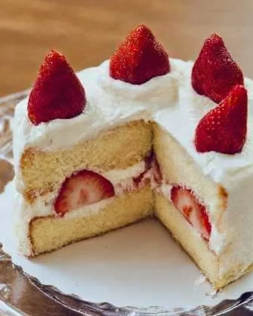 Gâteau éponge aux fraises japonaises avec crème au lait