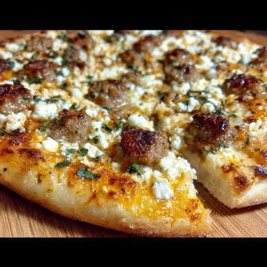 Pizza gourmande aux saucisses épicées, feta et miel, facile à préparer