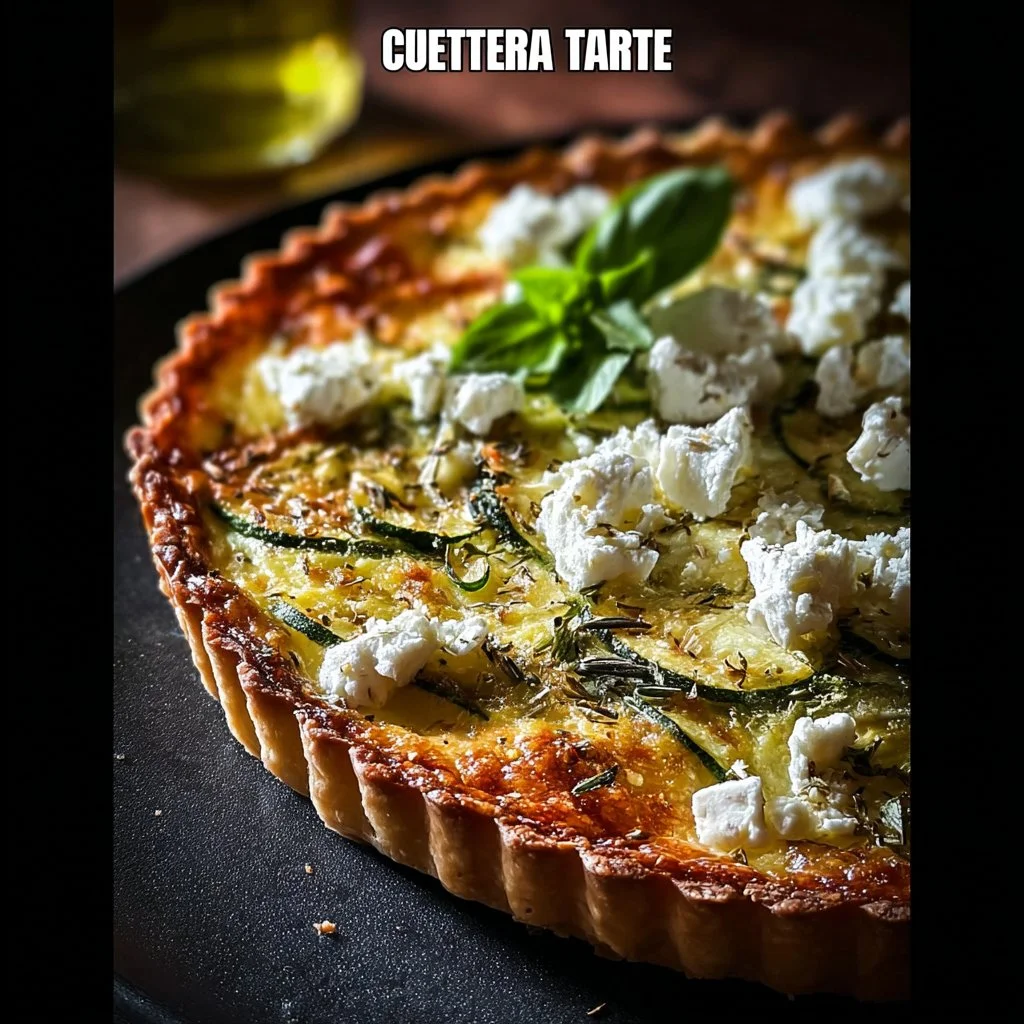 Tarte Courgette Feta fraîchement cuite sur une assiette
