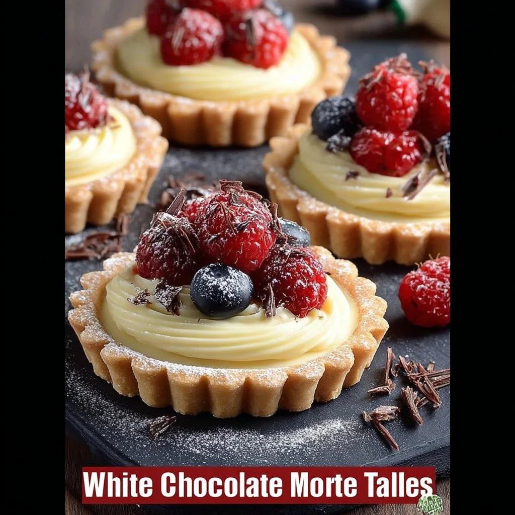 Tartelettes de mousse au chocolat blanc garnies de crème chocolatée